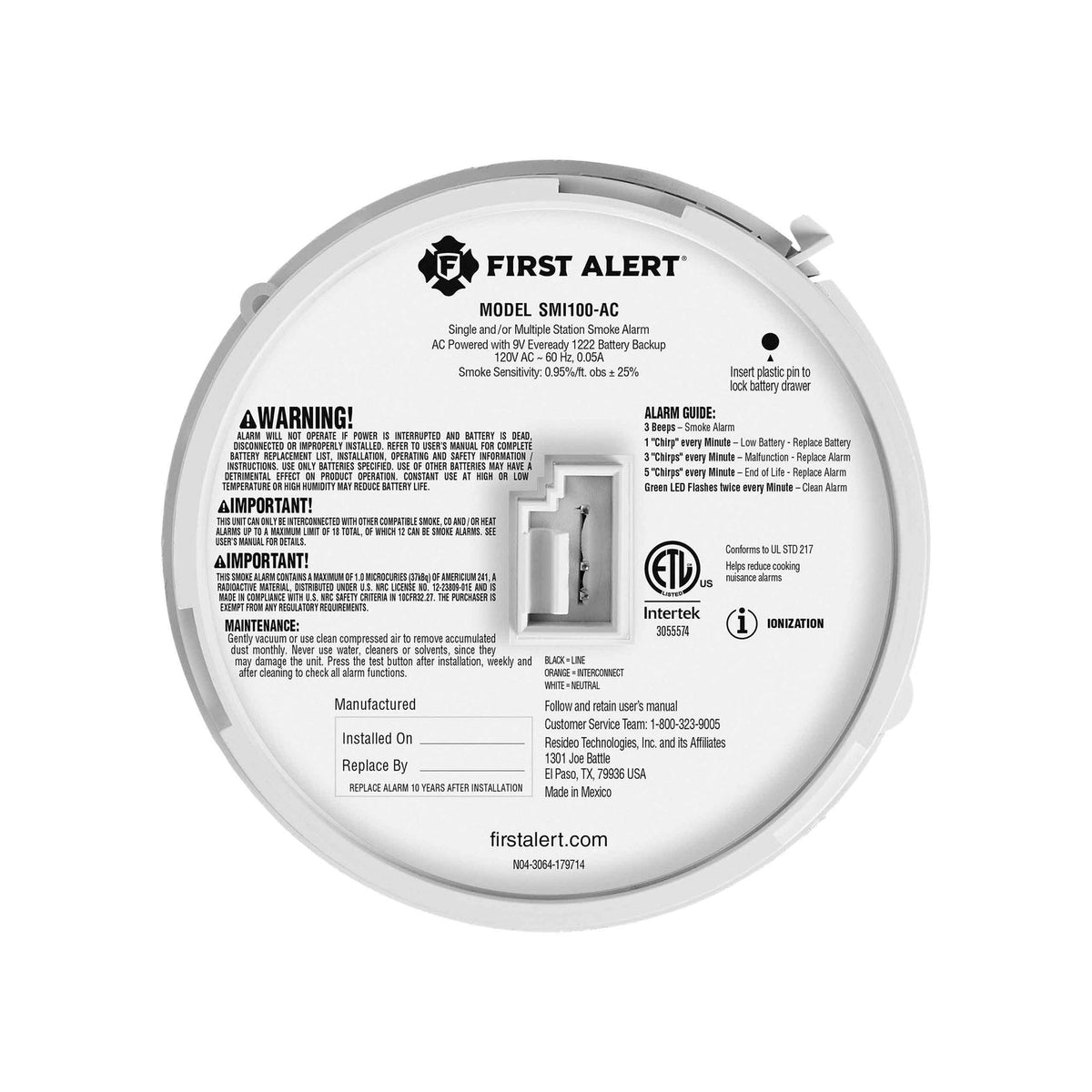 Interconnect Hardwire Smoke Alarm With Battery Backup